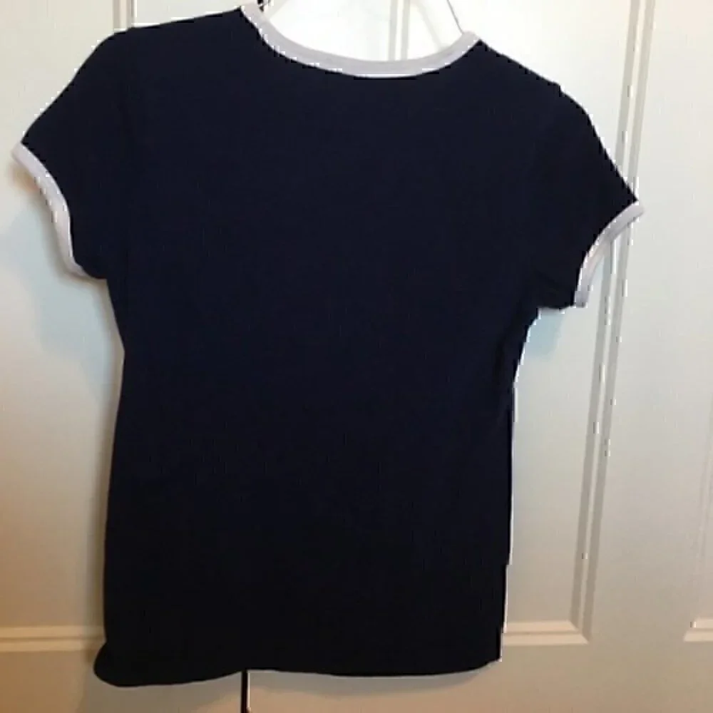 Justice Girls size 12  T-shirt Navy and white